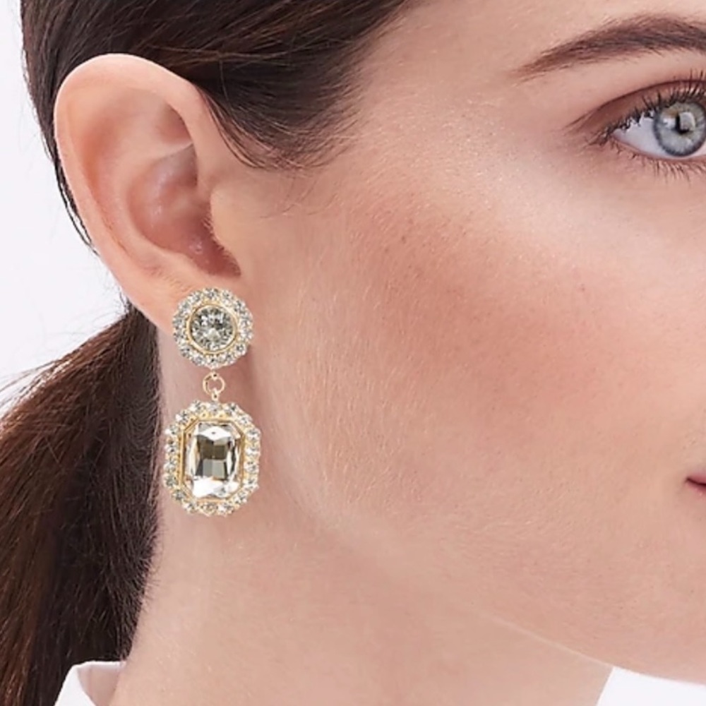 J. Crew Gold Tone‎ Crystal Drop Dangle Earrings Item BW082 New